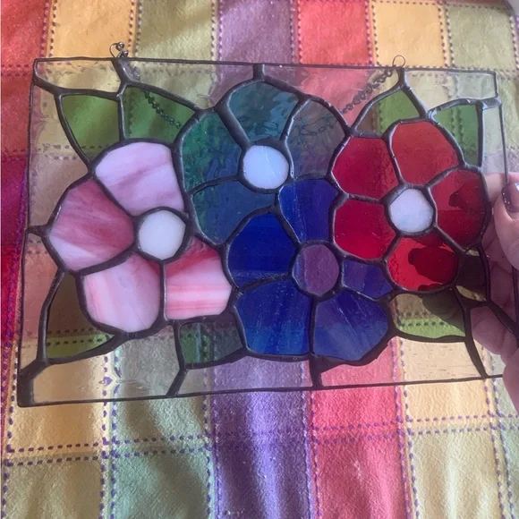 Handmade Vibrant Floral Stained Glass Art - Picture 6 of 6
